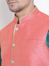 VASTRAMAY Men's Green Cotton Silk Blend Ethnic Jacket, Kurta and Dhoti Pant Set